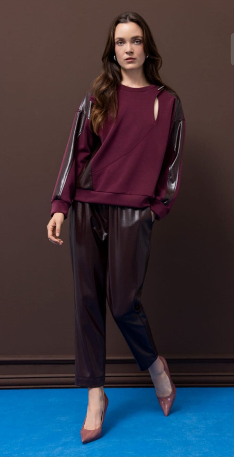 MODAL DERİ DETAYLI SWEAT
